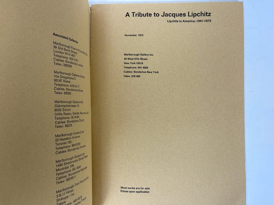 1973 Marlborough Gallery New York Exhibition Catalog A Tribute To Jacques Lipchitz In America: 1941-1973 [Photo 4]