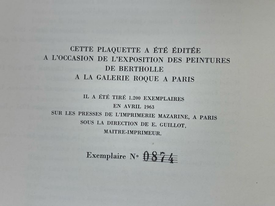1963 Limited Edition Jean Bertholle Exhibition Catalog Galerie Roque Paris [Photo 7]