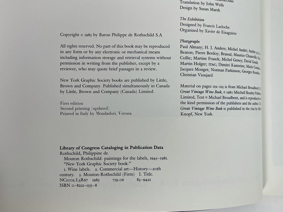 1983 First Edition Book Mouton Rothschild: Paintings For The Labels 1945-1981 Philippine De Rothschild [Photo 4]