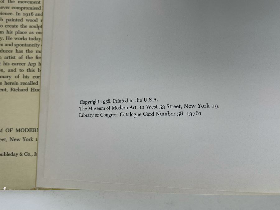 1958 First Edition Book Jean Hans Arp The Museum Of Modern Art New York [Photo 4]