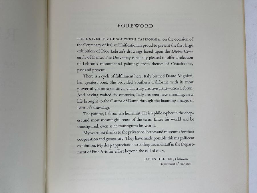 1961 Exhibition Catalog Book Rico Lebrun Painting & Drawings With Notes By The Artist University Of Southern CA LA [Photo 3]
