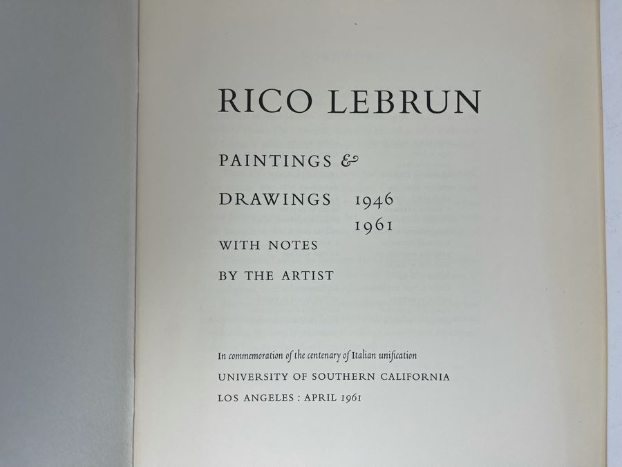 1961 Exhibition Catalog Book Rico Lebrun Painting & Drawings With Notes By The Artist University Of Southern CA LA [Photo 2]