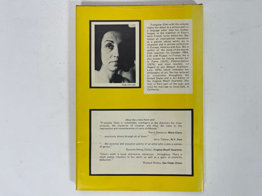 Signed 1976 First Edition Book The Fugitive Eye Poems And Drawings By Francoise Gilot Signed By Francoise Gilot (Girlfriend Of Pablo Picasso) [Photo 9]