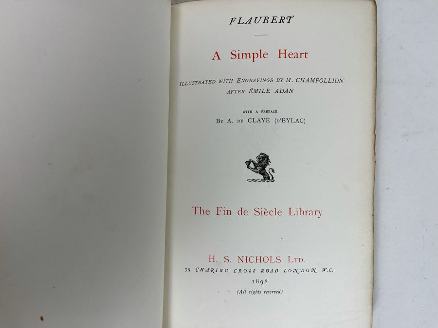 1898 Limited Edition Book The Fin De Siecle Library A Simple Heart By Gustave Flaubert [Photo 9]