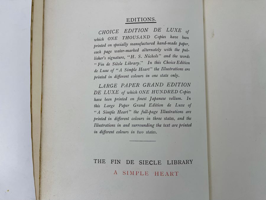 1898 Limited Edition Book The Fin De Siecle Library A Simple Heart By Gustave Flaubert [Photo 3]