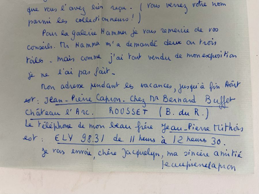 Signed Book With Signed Personalized Letter From Artist J. P. Capron (Jean Pierre Capron) [Photo 15]