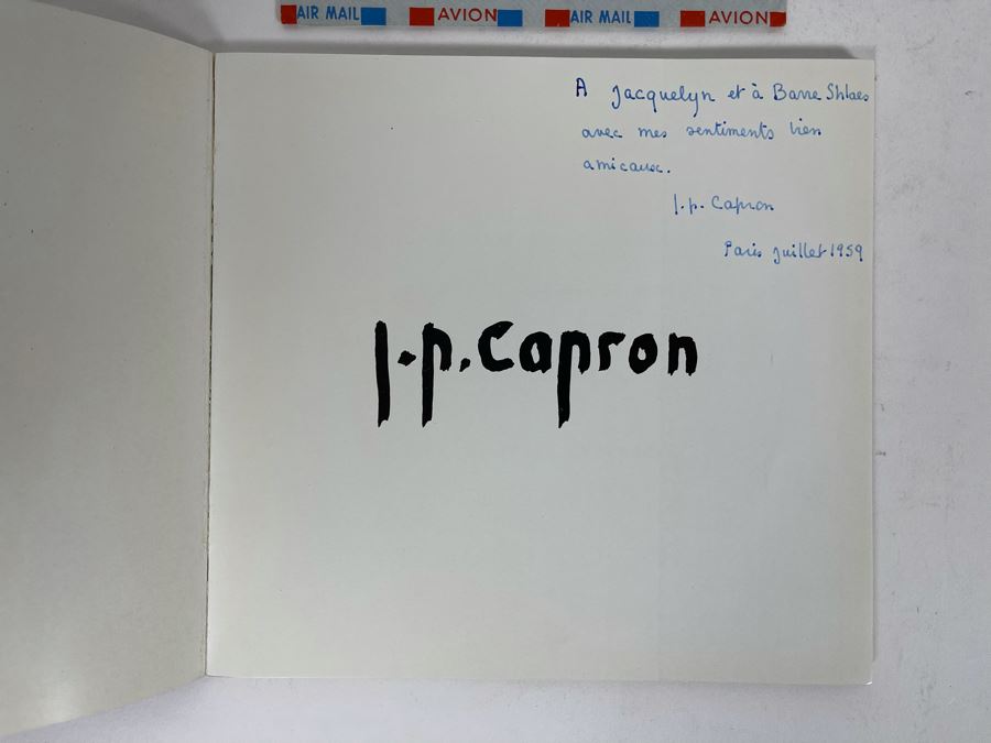 Signed Book With Signed Personalized Letter From Artist J. P. Capron (Jean Pierre Capron) [Photo 4]