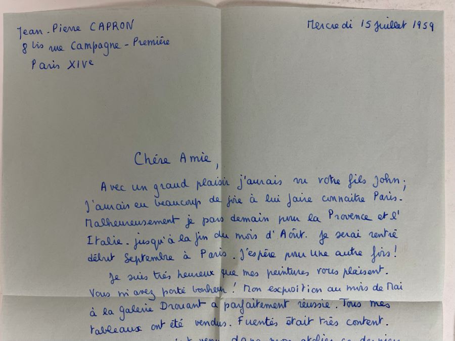 Signed Book With Signed Personalized Letter From Artist J. P. Capron (Jean Pierre Capron) [Photo 14]