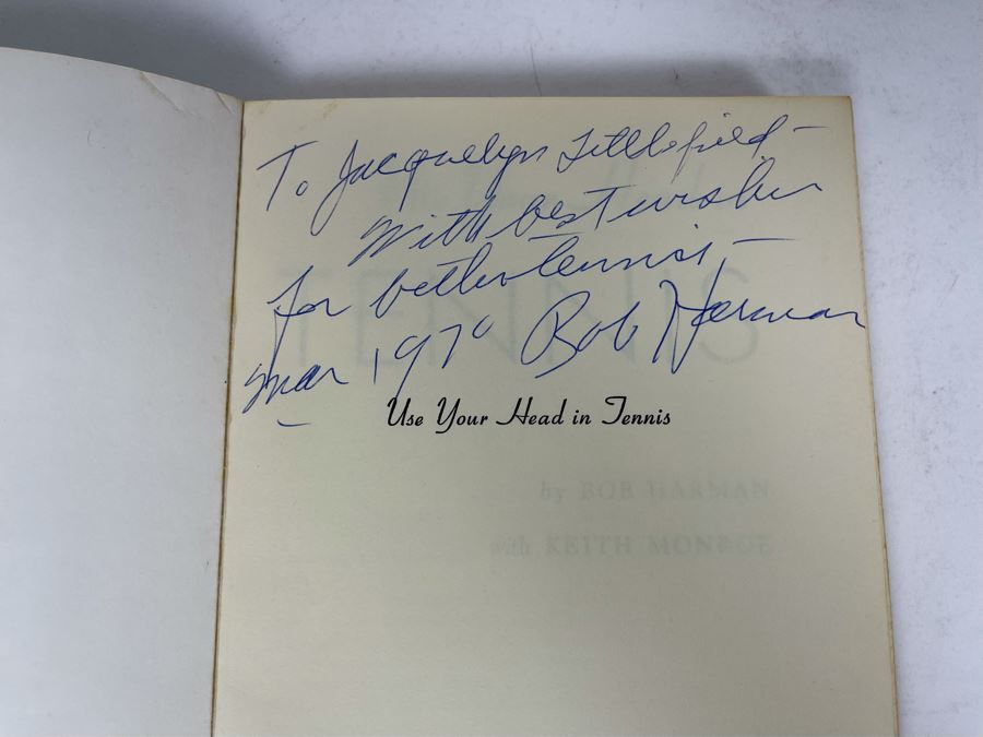Signed 1950 Book Use Your Head In Tennis By Bob Harman Signed By Bob Harman [Photo 3]