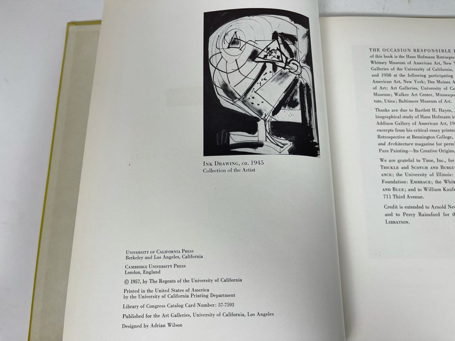 1957 First Edition Art Book Hans Hofmann By Frederick S. Wight Univeristy Of California Press [Photo 4]