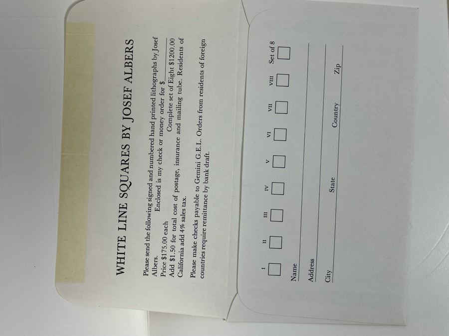 Original 1960s Product Catalog Brochure For Josef Albers White Line Squares Eight Lithographs Gemini G.E.L. LA Gallery With Artwork Samples [Photo 9]