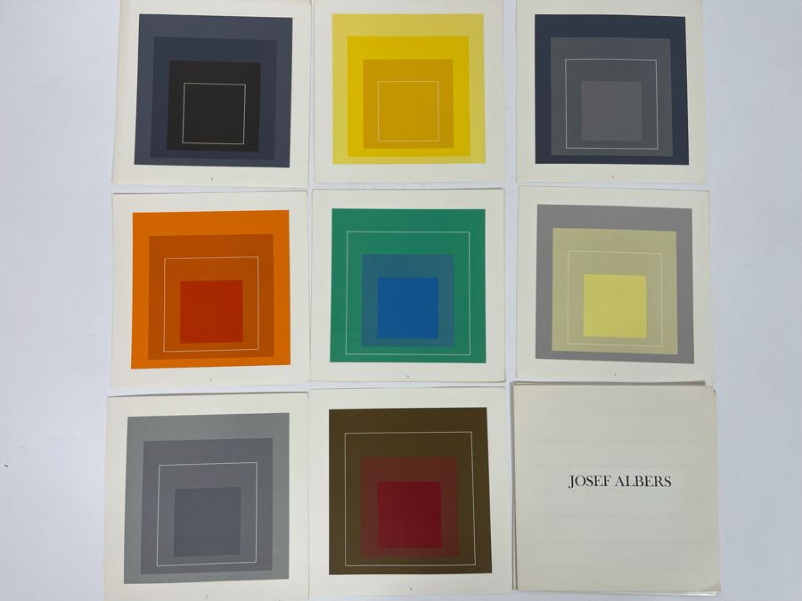 Original 1960s Product Catalog Brochure For Josef Albers White Line Squares Eight Lithographs Gemini G.E.L. LA Gallery With Artwork Samples