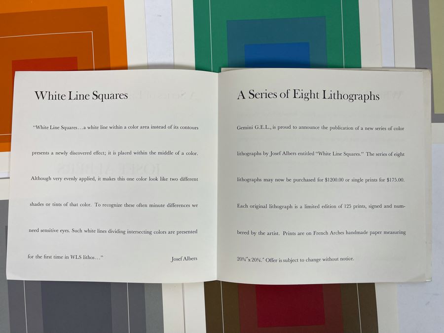 Original 1960s Product Catalog Brochure For Josef Albers White Line Squares Eight Lithographs Gemini G.E.L. LA Gallery With Artwork Samples [Photo 5]
