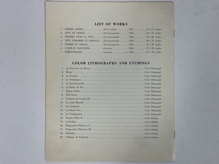 Original 1967 Joan Miro Gallery Exhibit Brochure From Edgardo Acosta Gallery, Ltd Bevery Hills CA [Photo 12]