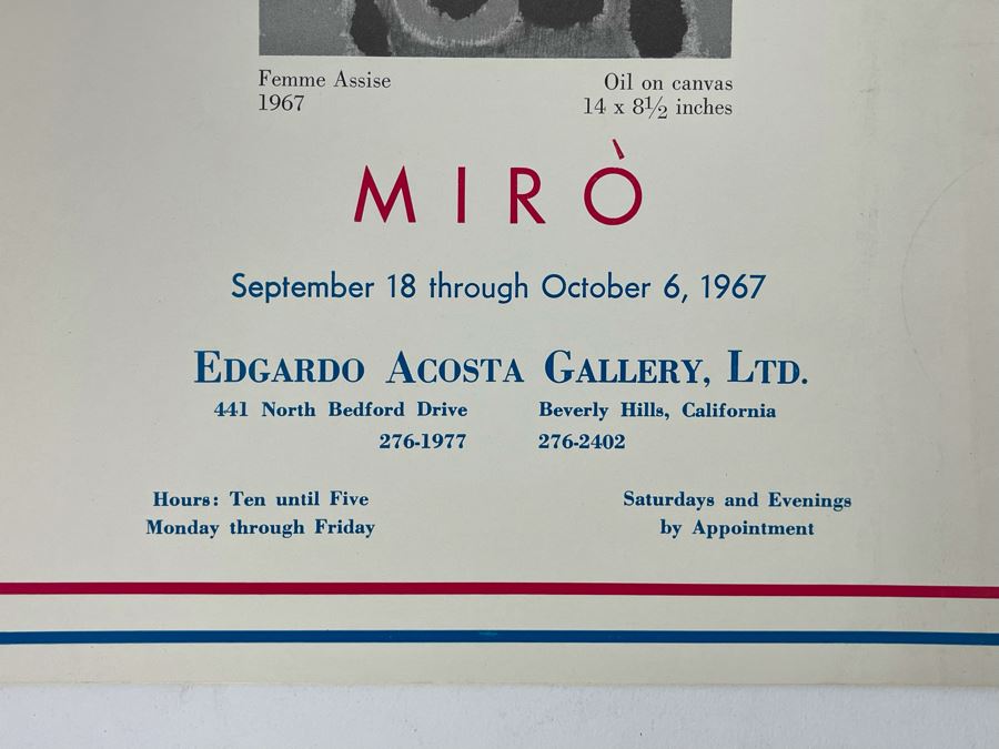 Original 1967 Joan Miro Gallery Exhibit Brochure From Edgardo Acosta Gallery, Ltd Bevery Hills CA [Photo 3]