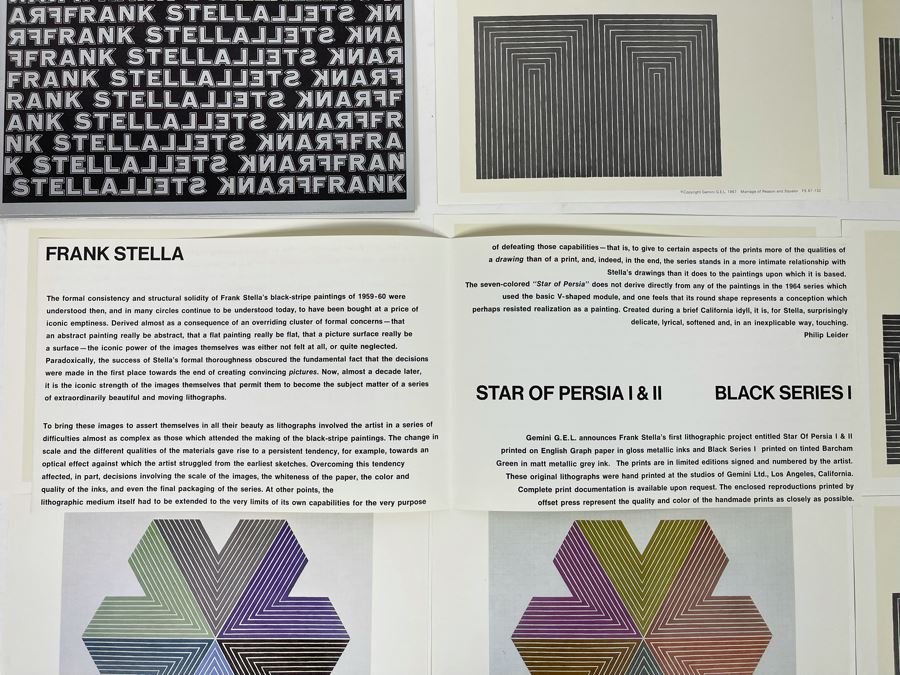 Original 1960s Product Catalog Brochure For Frank Stella Star Of Persia I & II Black Series I Gemini G.E.L. LA Gallery With Artwork Samples [Photo 10]