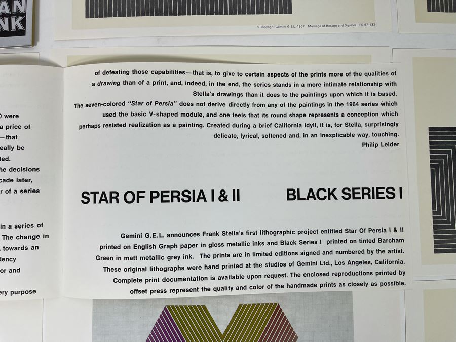 Original 1960s Product Catalog Brochure For Frank Stella Star Of Persia I & II Black Series I Gemini G.E.L. LA Gallery With Artwork Samples [Photo 12]