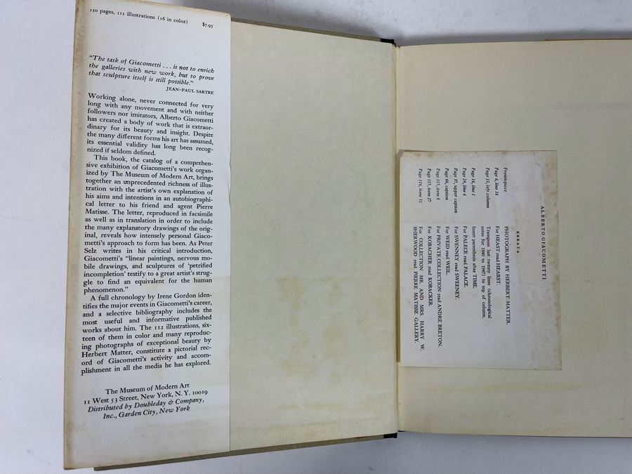 First Edition 1965 Book Alberto Giacometti The Museum Of Modern Art NY [Photo 2]