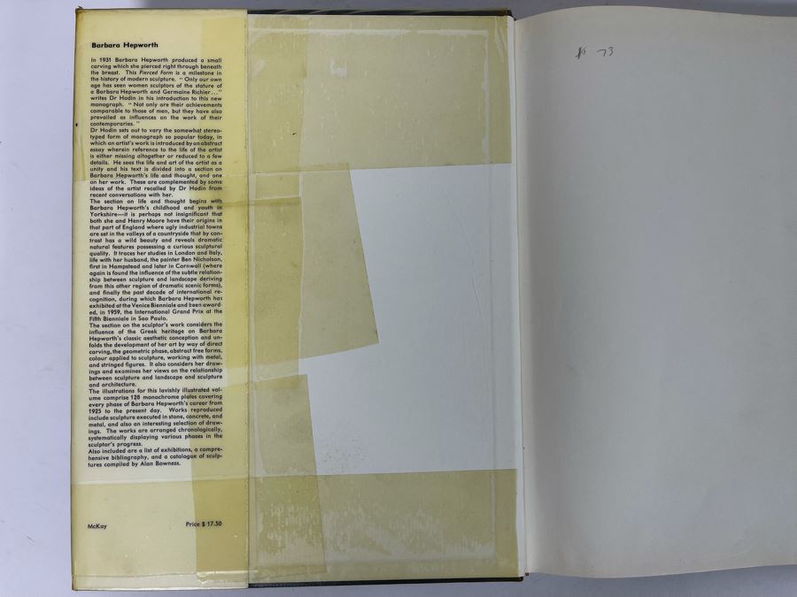 First Edition 1961 Book Barbara Hepworth By J. P. Hodin David McKay Company NY [Photo 2]