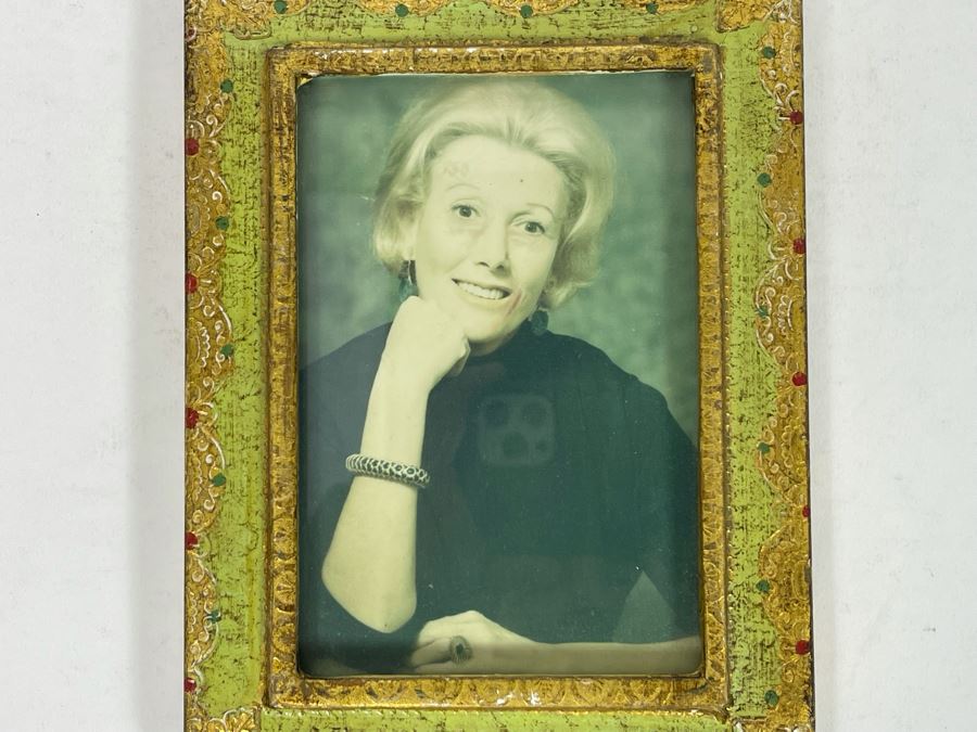 Antique Italian Picture Frame With Photo Of Jacquelyn Littlefield 5.5 X 7.5 [Photo 3]