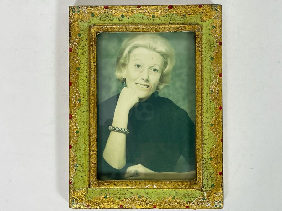 Antique Italian Picture Frame With Photo Of Jacquelyn Littlefield 5.5 X 7.5 [Photo 2]