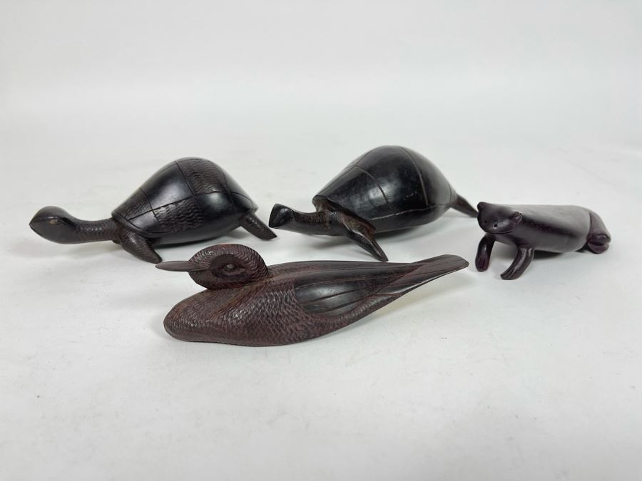 Collection Of Four Hand Carved Hardwood Animals