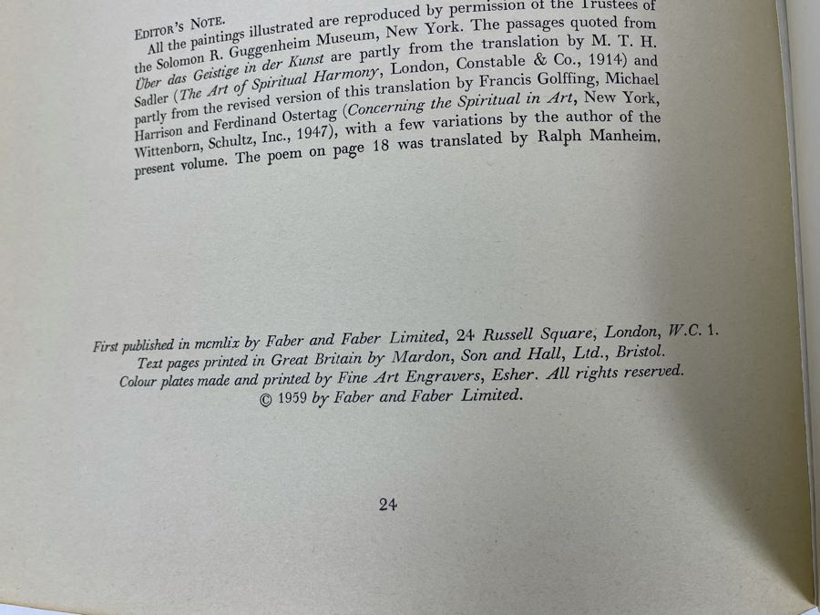 First Edition 1959 Book Wassily Kandinsky George Wittenborn By Faber And Faber Limited [Photo 4]
