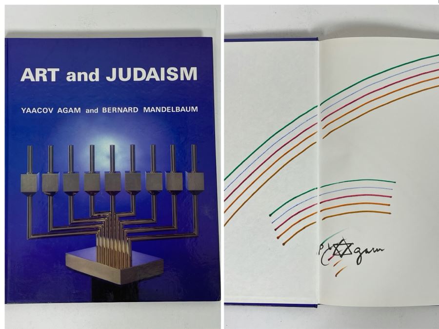 Signed And Hand Illustrated First Edition 1981 Book Art And Judaism By Yaacov Agam And Bernard Mandelbaum (Signed / Illustrated By Yaacov Agam)