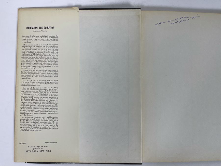 First Edition 1962 Book Modigliani The Sculptor By Alfred Werner [Photo 2]