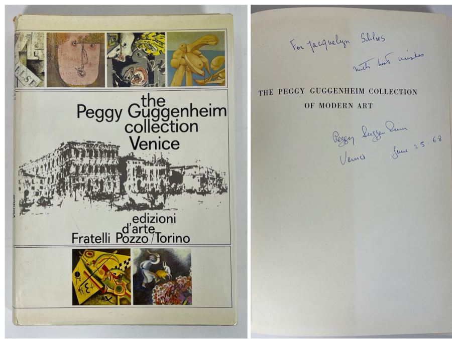 Signed 1967 First Edition Book The Peggy Guggenheim Collection Venice Signed By Peggy Guggenheim
