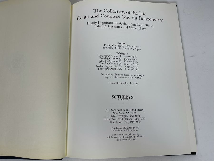 Sotheby's Auction Catalog: The Collection Of The Late Count And Countess Guy Du Boisrouvray 1989 [Photo 3]