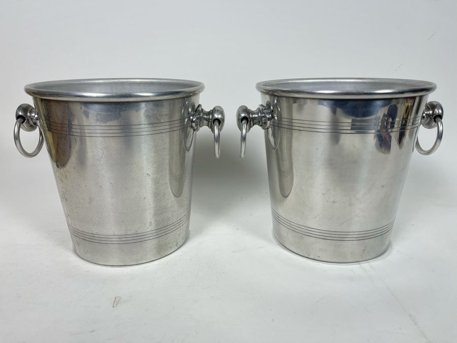 Pair Of French Aluminum Ice Buckets 8H