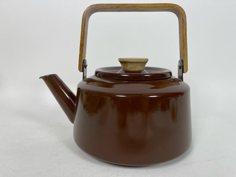 Mid-Century Brown Enamel Teapot