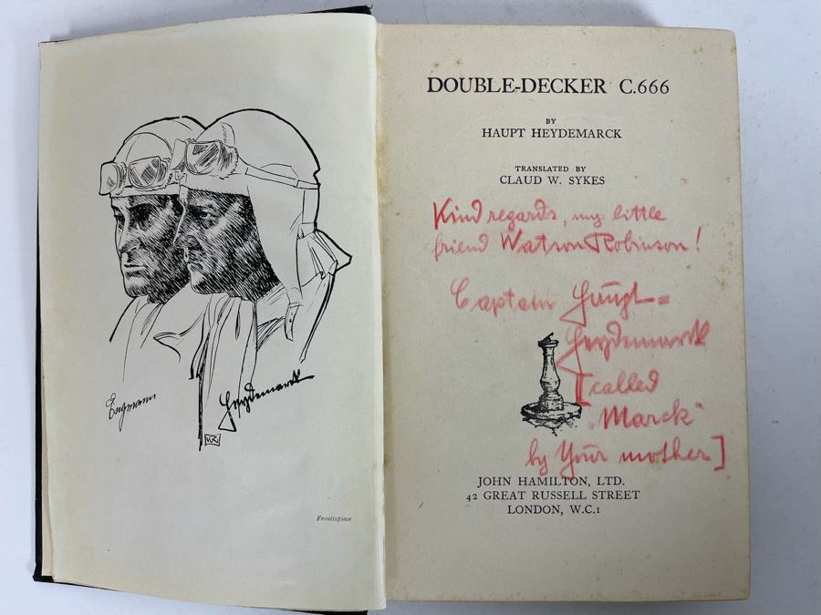 Signed Book Double-Decker C.666 By Haupt Heydemarck Signed By German WWI Pilot Haupt Heydemarck