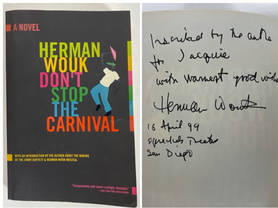 Signed Book Herman Wouk Book Don't Stop The Carnival Signed By Herman Wouk
