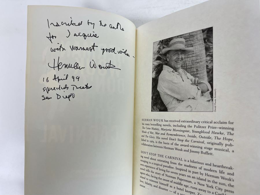 Signed Book Herman Wouk Book Don't Stop The Carnival Signed By Herman Wouk [Photo 4]