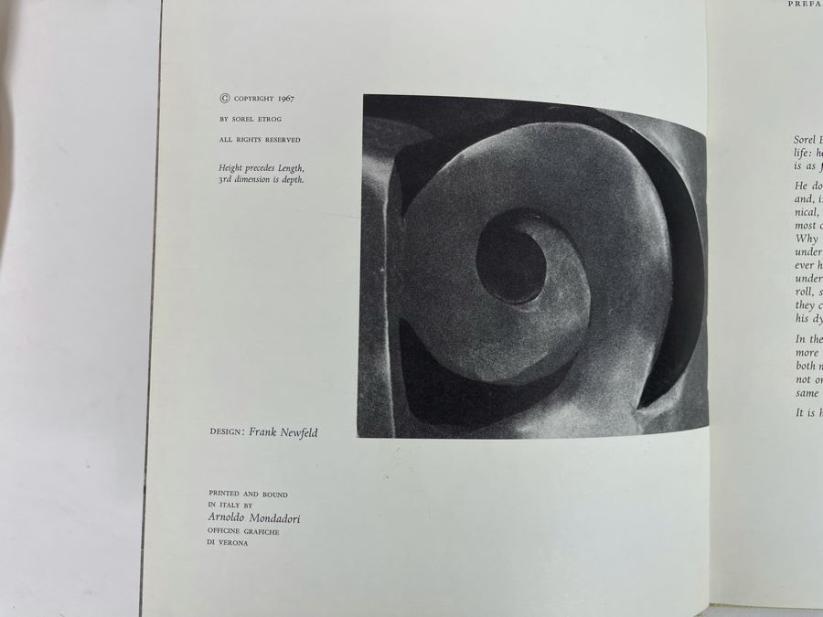 Signed Limited First Edition 1967 Sorel Etrog Sculpture Book Signed By Artist Sorel Etrog [Photo 7]
