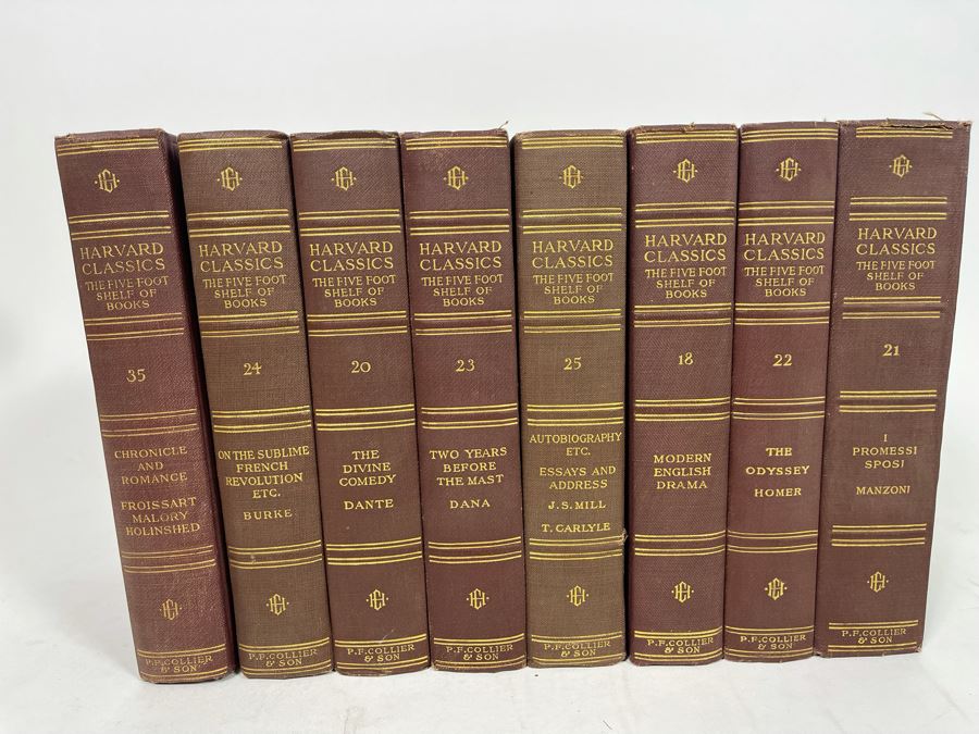 1909 Set Of 8 Harvard Classics Books By P. F. Collier & Son [Photo 1]