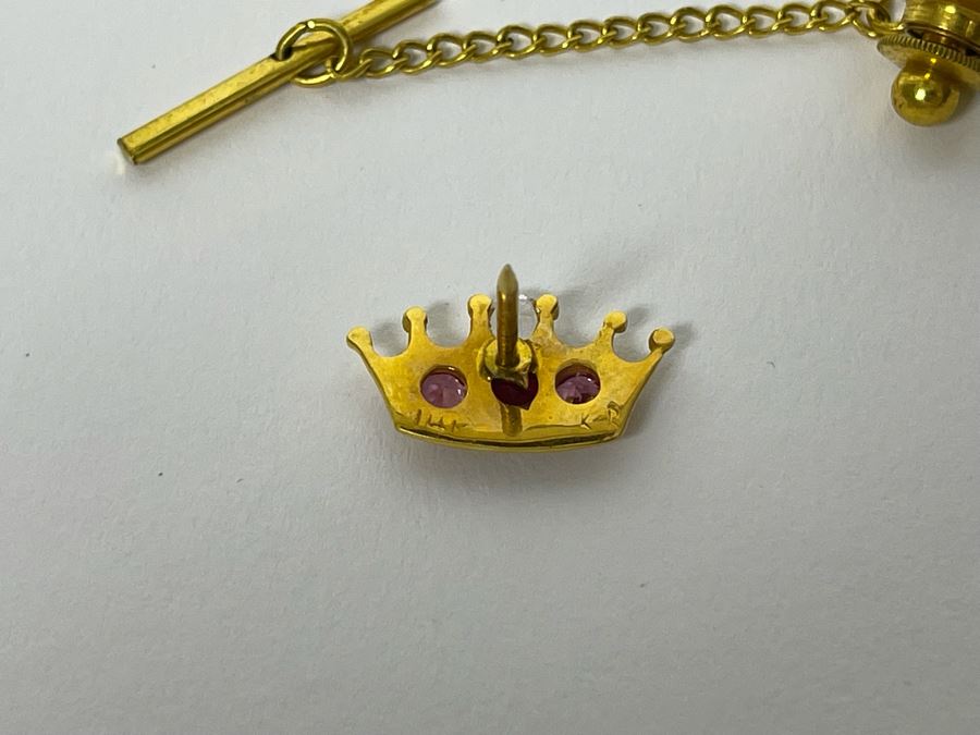 14K Gold CZ Crown Pin 1.5g [Photo 8]