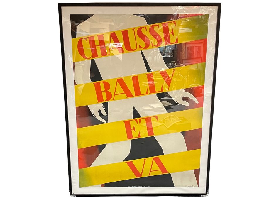 Original Vintage 1928 Otto Morach Lithograph Poster Have Bally Shoes And Go Made By Great Swiss Avant-Garde Artist A Famous Cubist Painter And Poster Designer Rare 50 X 35.5 (Glass Is Picking Up Background) Corners Of Frame Are Repaired