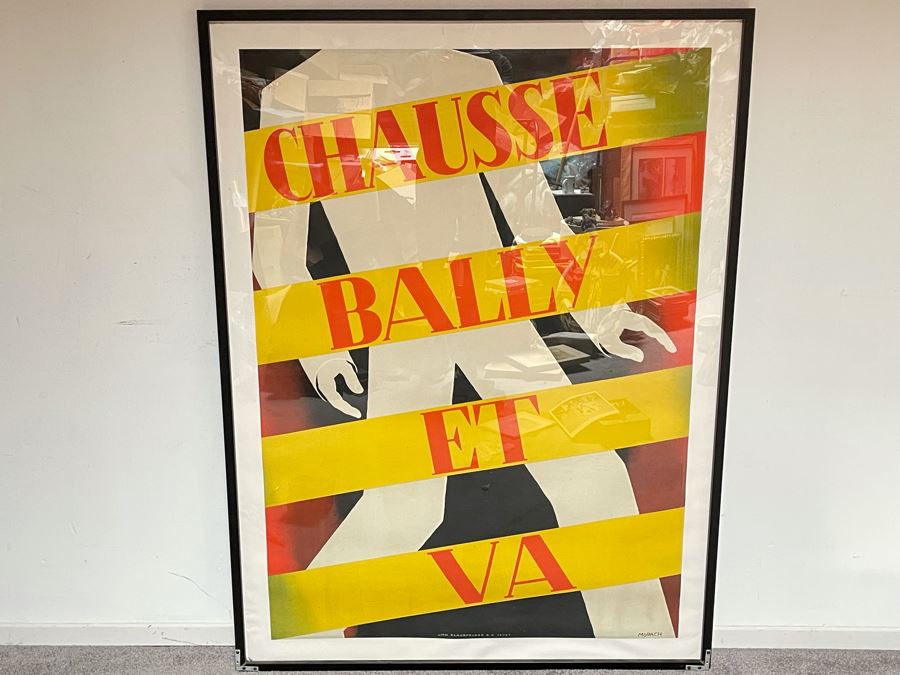 Original Vintage 1928 Otto Morach Lithograph Poster Have Bally Shoes And Go Made By Great Swiss Avant-Garde Artist A Famous Cubist Painter And Poster Designer Rare 50 X 35.5 (Glass Is Picking Up Background) Corners Of Frame Are Repaired [Photo 3]