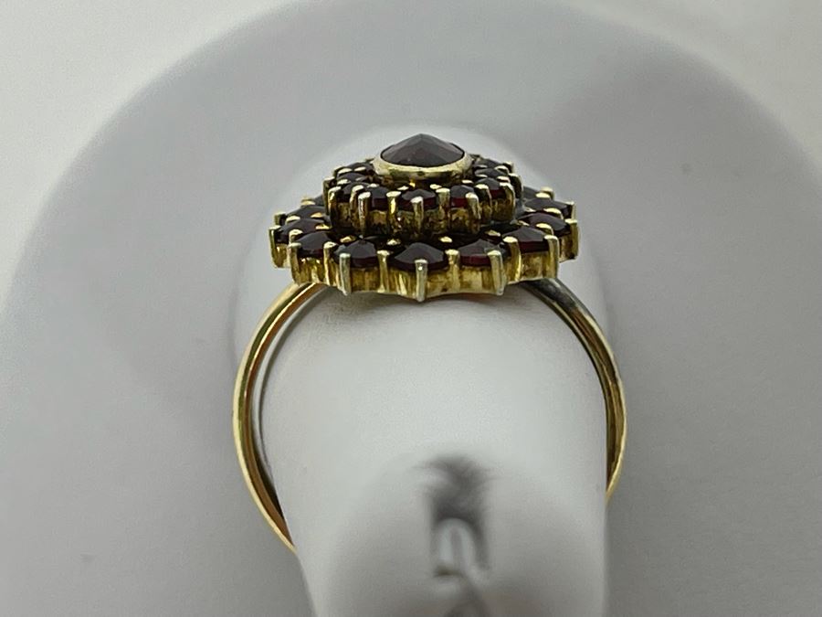 14K Gold And Base Metal Garnet Ring 8.5 4.1g [Photo 10]