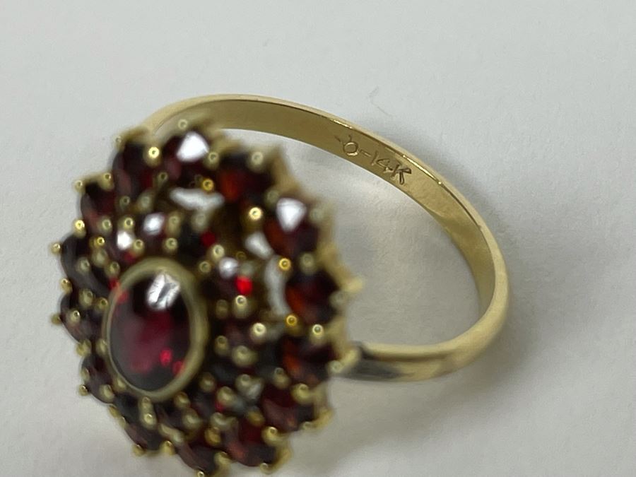 14K Gold And Base Metal Garnet Ring 8.5 4.1g [Photo 11]