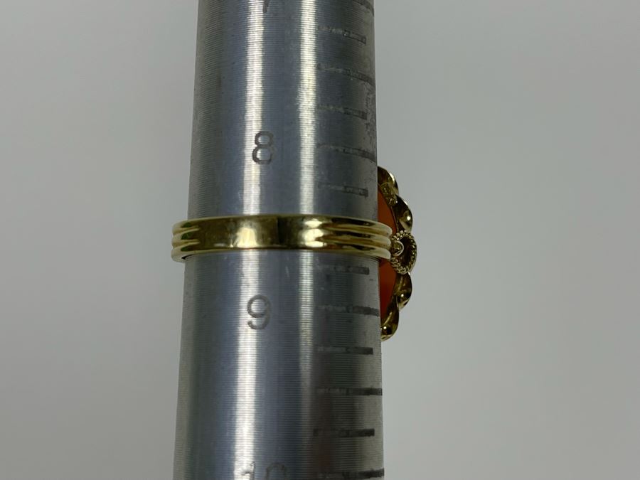 14K Gold Carved Shell Cameo Ring Size 8.5 5.6g [Photo 7]