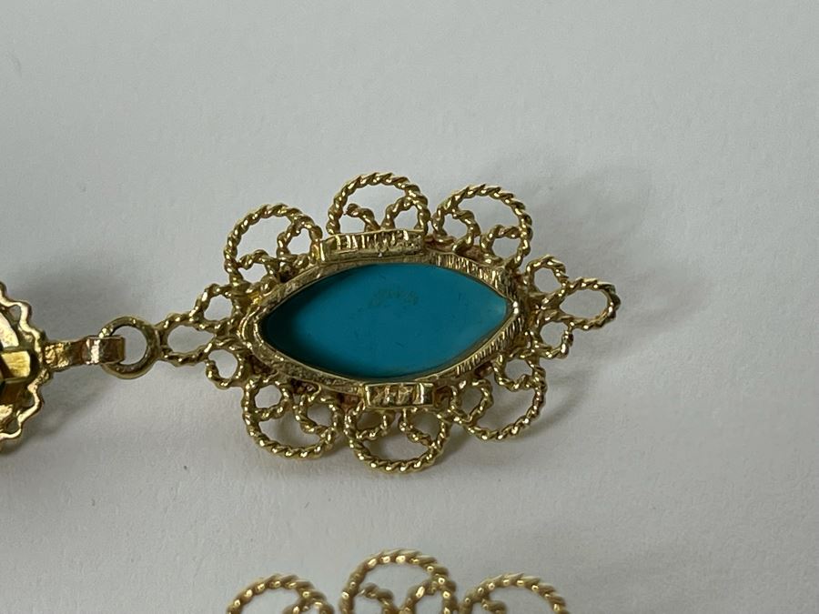 14K Gold Turquoise Earrings 9g [Photo 7]