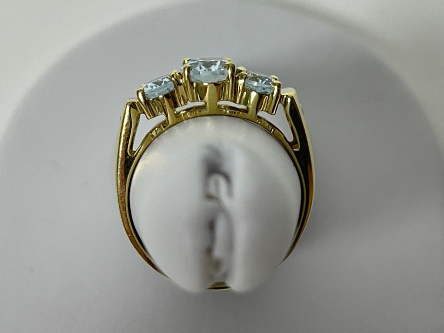 14K Gold Aquamarine Diamond Ring Size 5.75 2.7g Retails $700 [Photo 7]