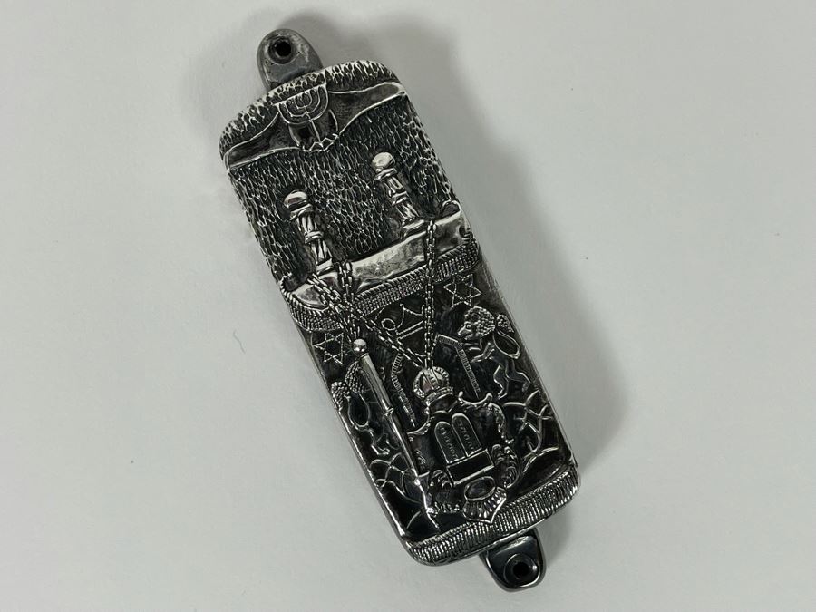 Henryk Winograd Jewish Mezuzah Case With Parchment .999 Silver 34.9g [Photo 2]