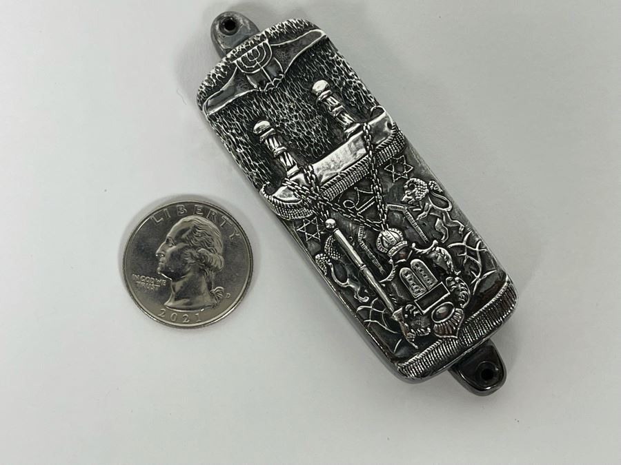 Henryk Winograd Jewish Mezuzah Case With Parchment .999 Silver 34.9g [Photo 11]