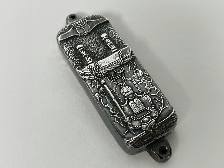Henryk Winograd Jewish Mezuzah Case With Parchment .999 Silver 34.9g [Photo 6]