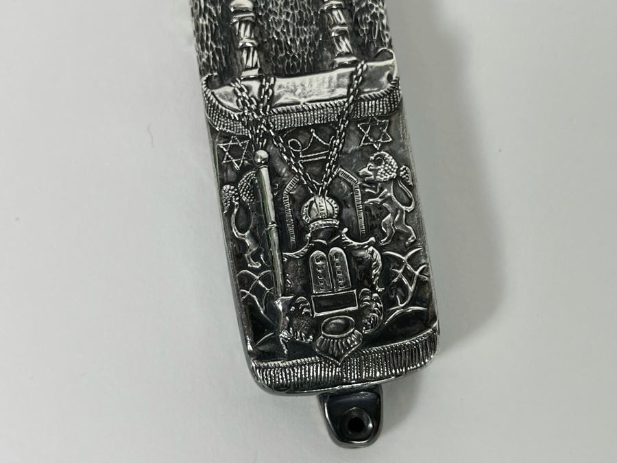 Henryk Winograd Jewish Mezuzah Case With Parchment .999 Silver 34.9g [Photo 7]